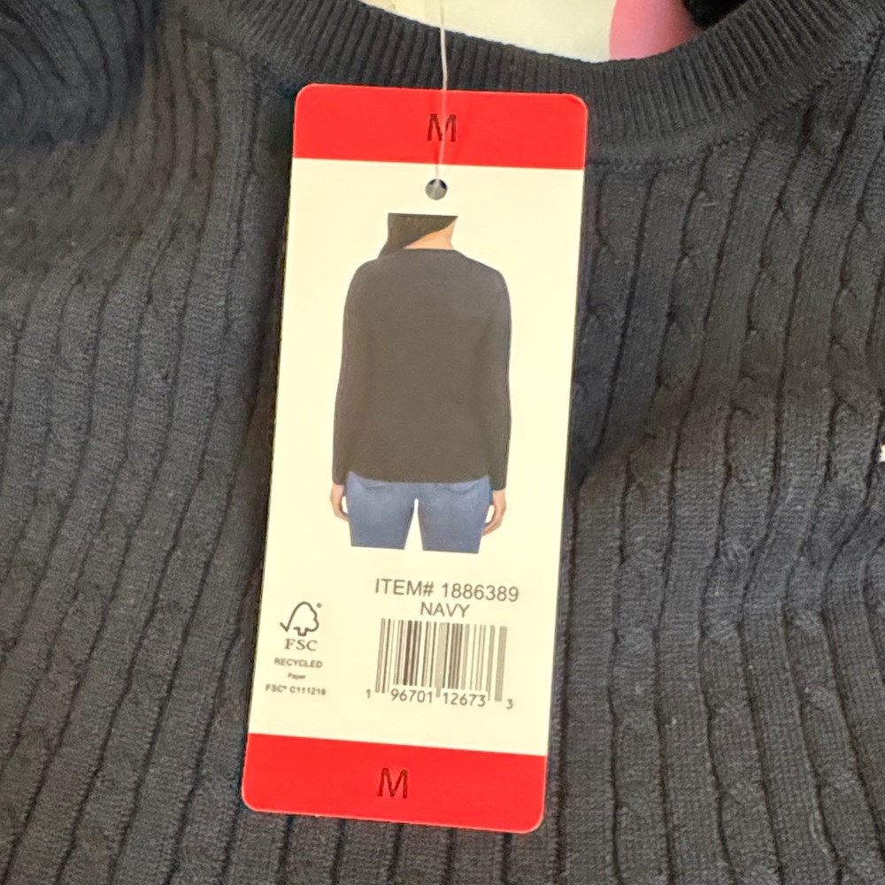 NET Navy Cable Knit Sweater - Picture 3 of 5